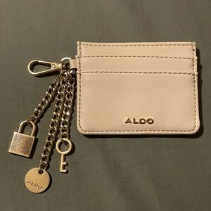Aldo Light Tan Card Holder with Gold Accents